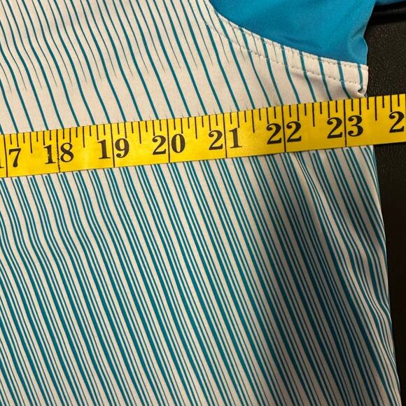 Puma Golf Blue and White Striped Short Sleeve Performance Wear Polo Size L - Picture 8 of 10